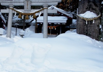 平湯,神社,冬,大雪