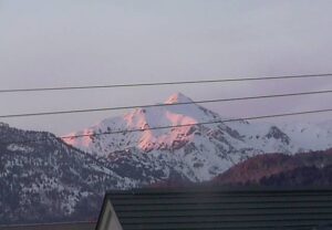 ピンク色の笠ヶ岳