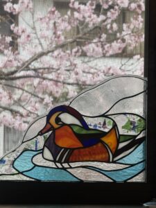 オシドリ、ステンドグラス