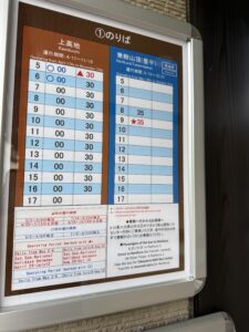 上高地，平湯、バス、時刻表、